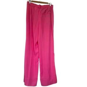 Zara Hot Pink Wide Leg Satin Feel Pants Elastic Back Womens Size M